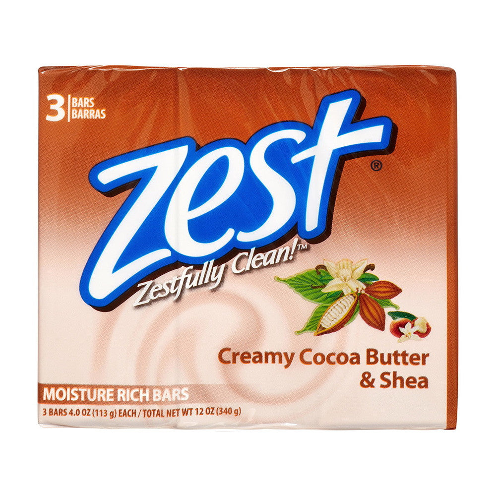 Zest Bath Bars, Creamy Cocoa Butter And Shea, 4 Oz, 3 Ea